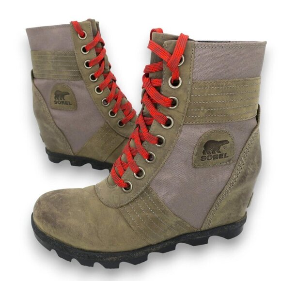 Sorel Joan Of Arctic Boots Wedge Lexie Quarry Gray Ankle Booties Women's 8.5M - Picture 2 of 5